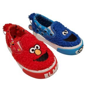 Ground UP Sesame Street Size 5 Slip-On Canvas Sneaker Shoes Cookie Monster Elmo